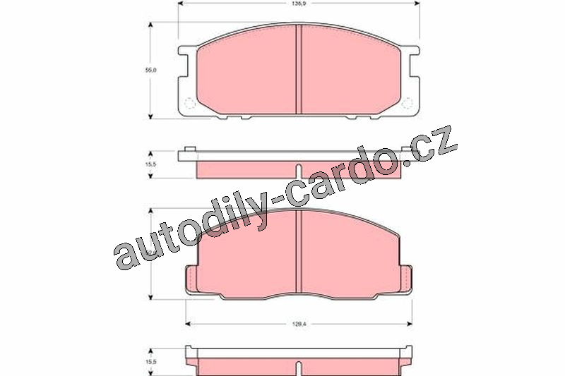 Sada brzdových destiček TRW GDB3130 - TOYOTA LITEAC