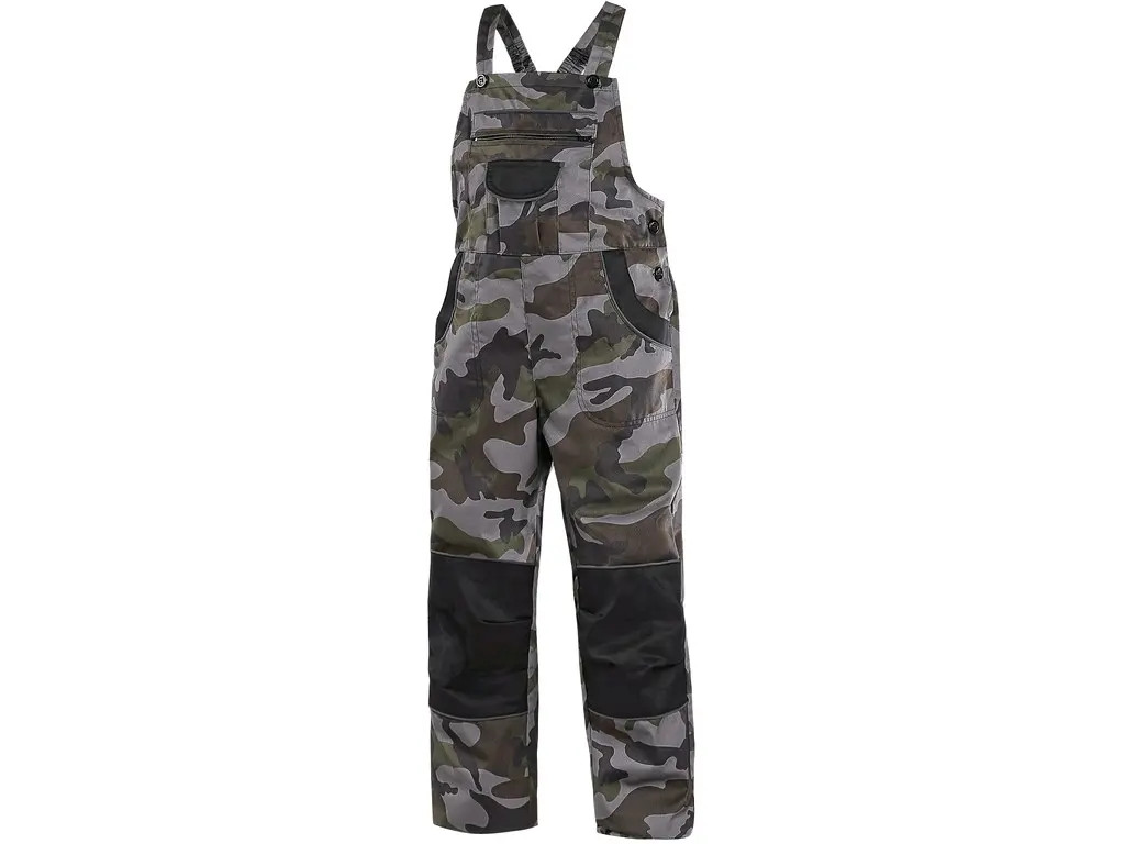 Kalhoty zahradníky dětské maskáčové, CXS CAMO. zesílený sed a kolena, vel. 140, CANIS 742641