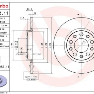 Brzdový kotouč BREMBO 08.N282.11 Brzdový kotouč BREMBO 08.N282.11