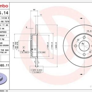 Brzdový kotouč BREMBO 08.5085.11 Brzdový kotouč BREMBO 08.5085.11
