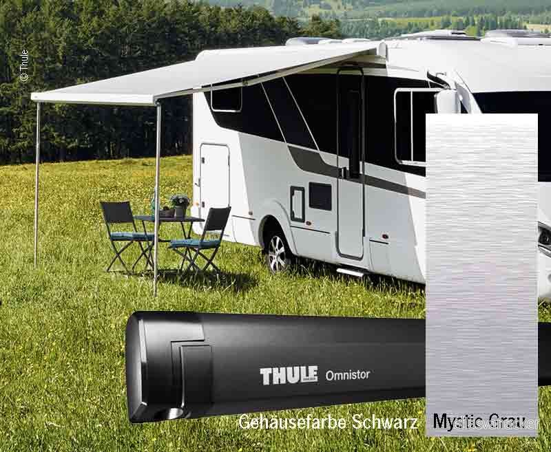 Nástěnná kazetová markýza Thule Omnistor 5200 2,6 m pro obytné vozy (pouzdro Antracit, plátno Mystic Grey, výsuv 2,0 m) 312461