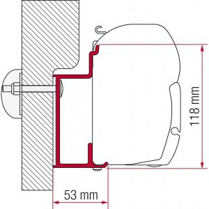 Adaptér na uchycení markýzy Fiamma F45S a F70 delky 400 cm na stěnu Eura Mobil/Karmann 311500