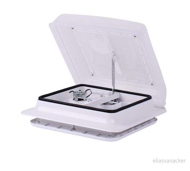 Odsavač střešní Carbest PowerVent 28 × 28 cm s 12V ventilátorem, bílý neprůhledný 304073