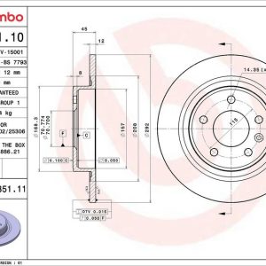 Brzdový kotouč BREMBO 08.B351.10 Brzdový kotouč BREMBO 08.B351.10