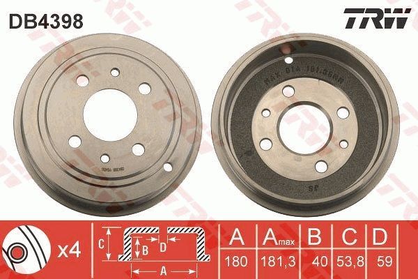 TR DB4398 brzdový buben TRW