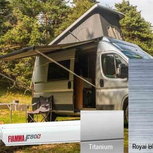 Markýza střešní kazetová Fiamma F80s 4,5 m (stříbrný elox, královská modrá, výsuv 2,5 m) 306234