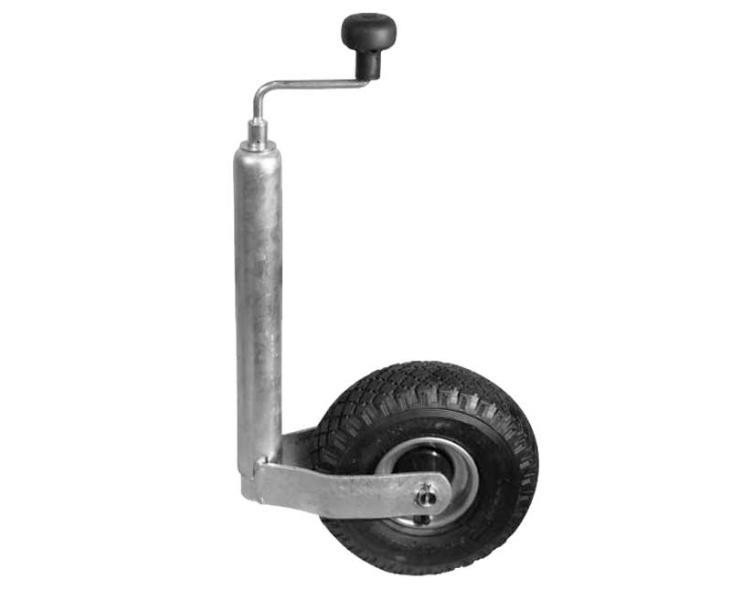 Kolečko podpěrné nafukovací 260 × 85 mm s ocelovým diskem průměr trubky 48 mm nosnost 150 kg pro přívěsy a karavany 311058
