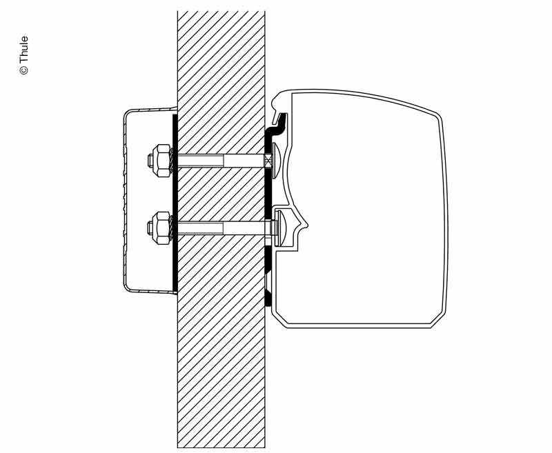 Adaptér montážní Thule pro markýzu TO 3200 na střešní nosič (Roof Rack), sada 2 kusy, kompatibilní také pro UK 312478