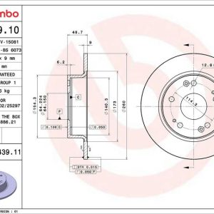 Brzdový kotouč BREMBO 08.B439.11 Brzdový kotouč BREMBO 08.B439.11