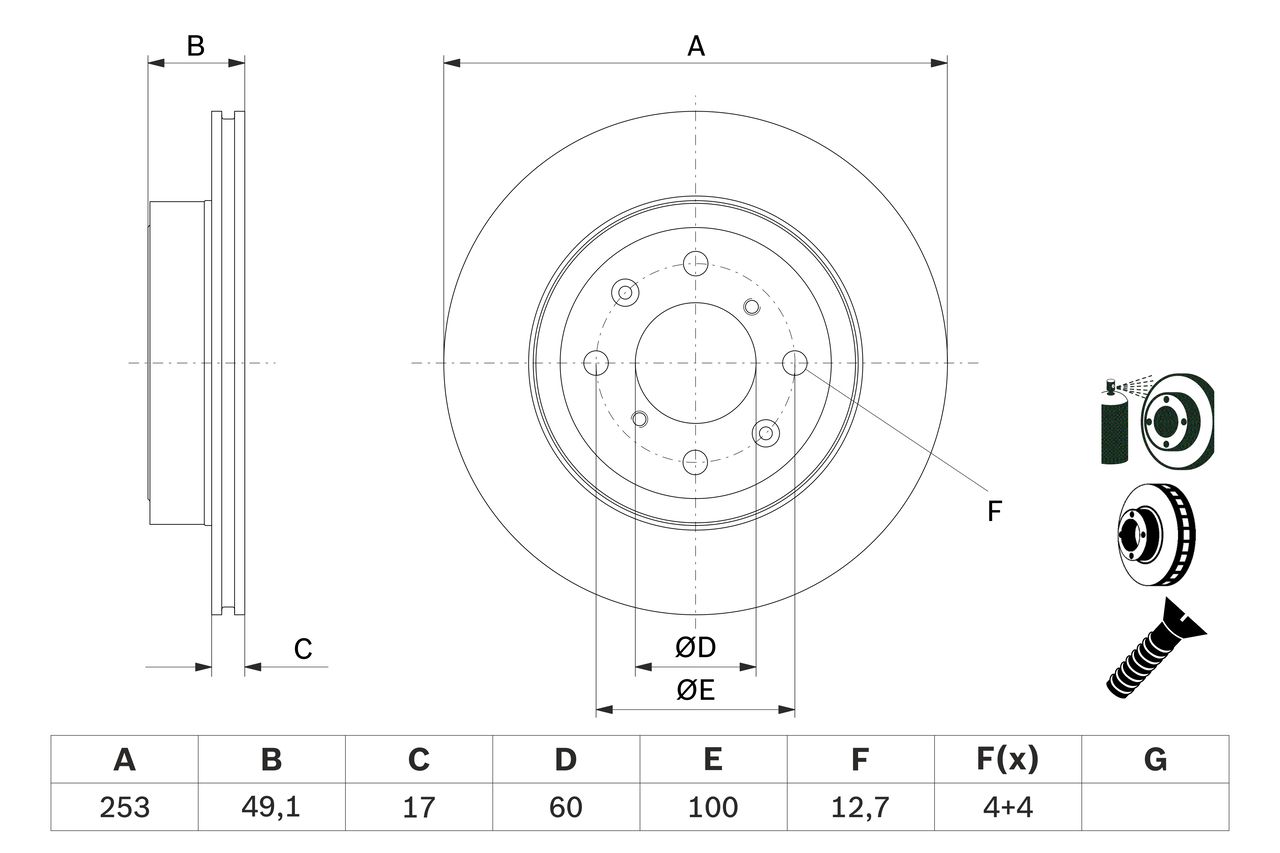 BO 0986479E75 Brzdový kotouč BOSCH - lakovaný