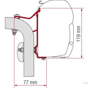 Adaptér na uchycení markýzy Fiamma F45 a F70 delky 400 cm na stěnu Hymer Van/B2 306010