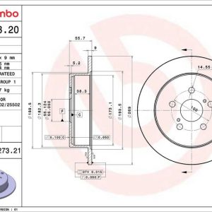 Brzdový kotouč BREMBO 08.A273.20 Brzdový kotouč BREMBO 08.A273.20