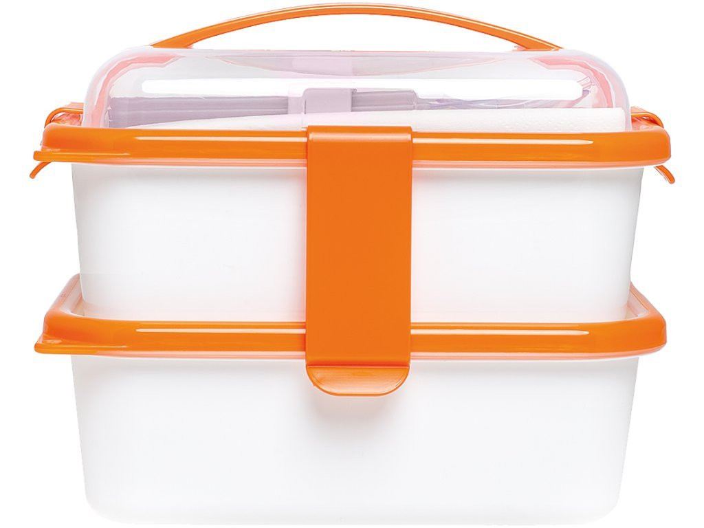 Box obědový praktický Omada Sanaliving Box Set 26x17.5x15.5cm/1L+2L(1L+1L) Arancio oranžový 318704