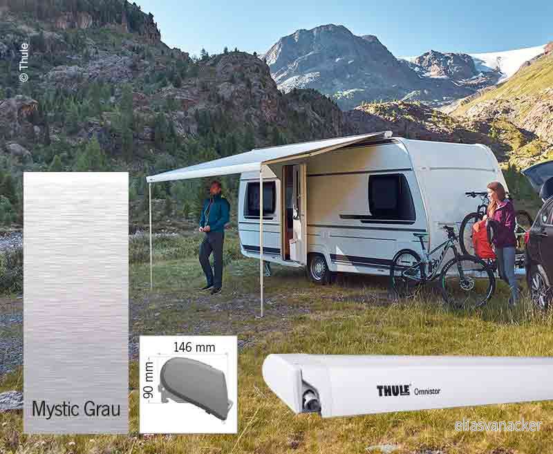Markýza střešní kazetová Thule Omnistor 6300 3 m (pouzdro Bílá, plátno Mystic Grey, výsuv 2,5 m) 313451