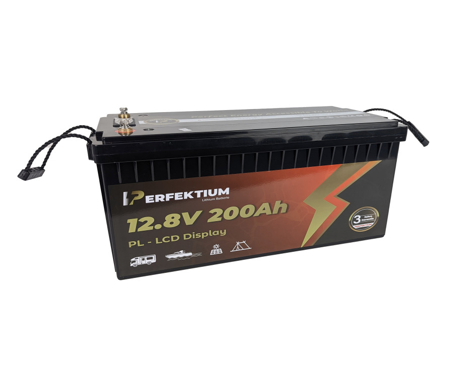 Akumulátor trakční PERFEKTIUM LiFePO4 12.8V/200Ah bez vyhřívací podložky Smart BMS, LCD Display 522x240x218mm 739254